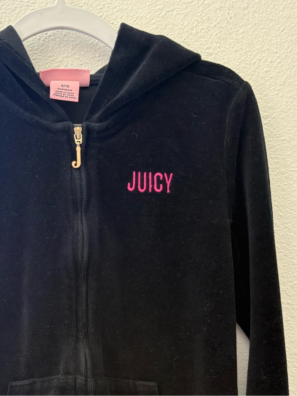 Juicy Couture Black Velour Zip Hoodie JUICY Logo